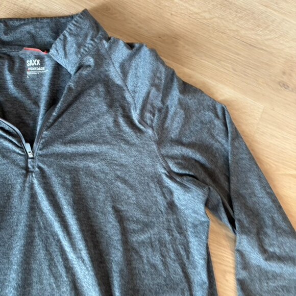 Saxx Men's PeakDaze Half Zip Heather Gray Performance Soft Knit Size Large - Picture 4 of 6